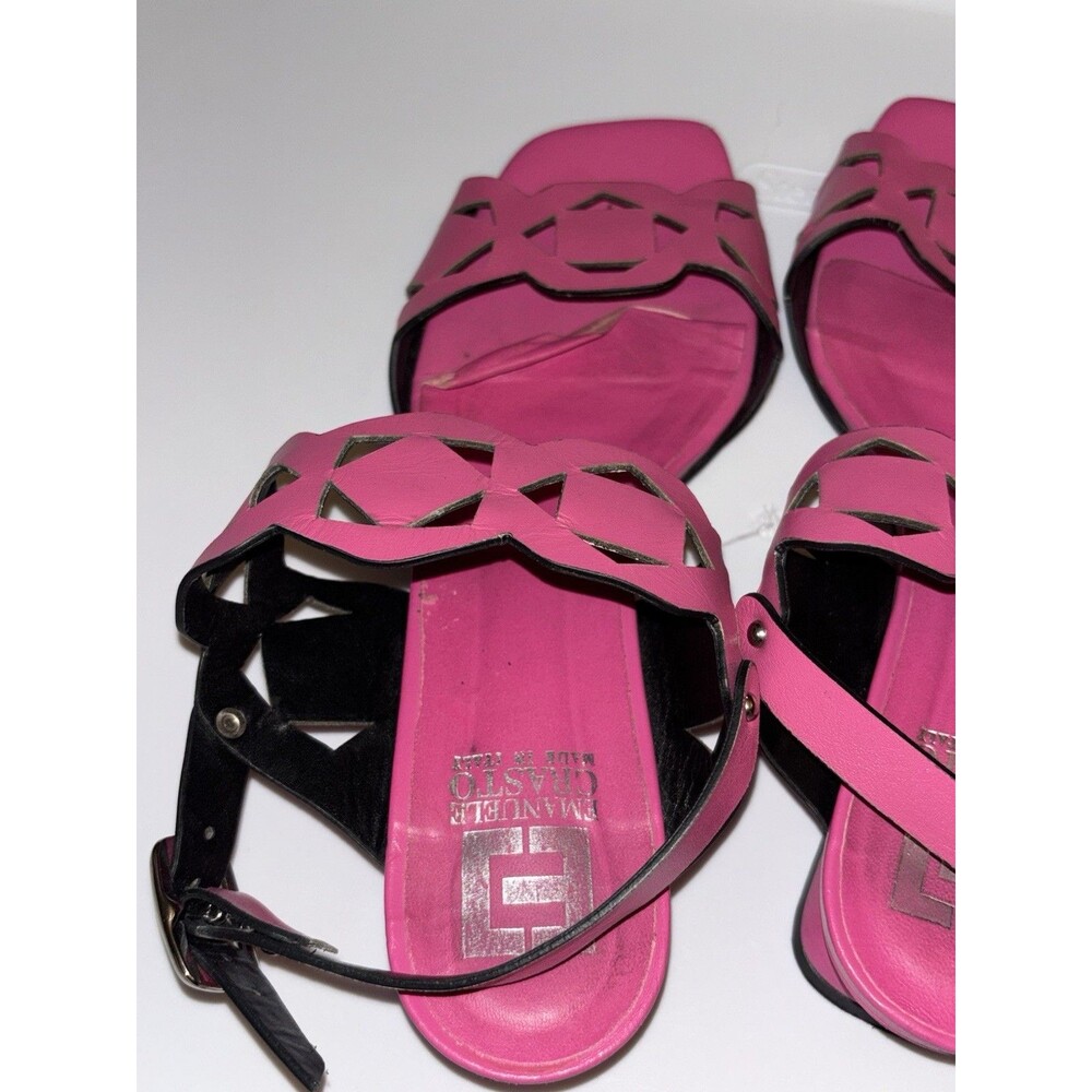 Emanuele Crasto Pink Strappy Heel Sandals Made In Italy Leather Size 9-9.5 - Picture 2 of 9